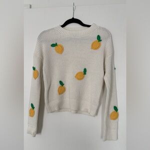 Cynthia Rowley Cream Sweater with Yellow and Green Lemons